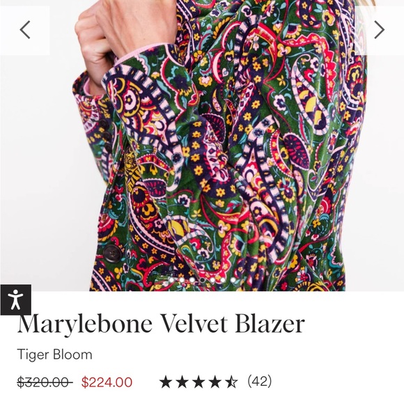 Boden Marylebone Velvet Paisley Tiger Bloom Blazer Size 2R - Picture 7 of 15